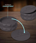 2.5 Inch Spice Grinder, 2 Piece With Strong Grip And Magnetic Lid, open showing storage compartment, compact design.