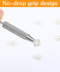 10 Piece Piercing Taper Ball Grabber Gear For Changing Jewelry, Stainless steel tool holding a ball with no-drop grip design.