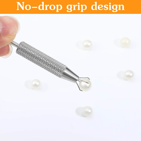 10 Piece Piercing Taper Ball Grabber Gear For Changing Jewelry, Stainless steel tool holding a ball with no-drop grip design.