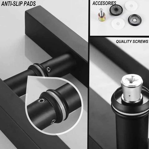 12 Inch Square H Shape Barn Door Pull Handle Dual Side Stainless Steel For Glass And Wood Doors Tough As Nails Heavy Duty Sliding Barn Door Shower Door Black Finish Pack Of 2 with anti-slip pads and quality screws.