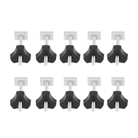 Heavy Duty Stainless Steel T Track Kit For Woodworking And Metalwork With 10 Bolts Nuts Washers And Slide Controls Built Tough For Durable Joinery Guide System For Home Shops, 10 black knobs