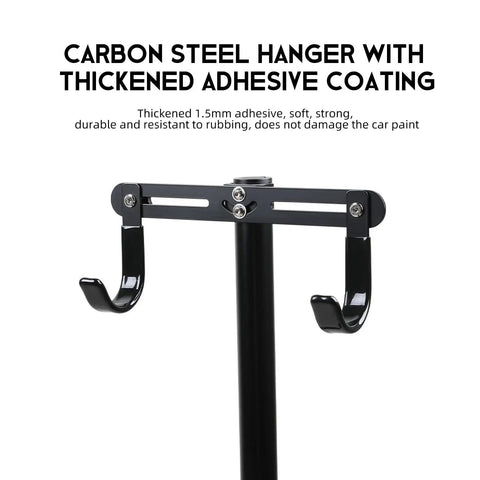 Top view of the Heavy Duty Bike Repair Stand with double hook mount, showcasing black coated steel for sturdy bike support.