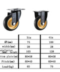 Badass Heavy Duty Rubber Caster Wheels With Smooth Swivel Action And Rock Solid Locking Brake For Furniture Workbenches Medical Trolleys And Silent Rolling Support System, 3in and 4in sizes with load details.