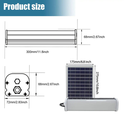 Diagram of Solar Powered Indoor Outdoor Lights With Remote Control Ceiling Pendant dimensions