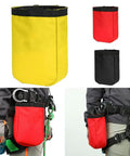 Dope Lightweight 2L Climbing Waist Bag With Adjustable Webbing, black red, used for rock climbing, shown on harness