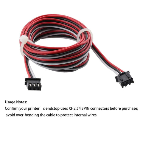 Coiled 4 Pack 3D Printer Endstop Extension Cables XH2.54 3PIN Connector Cable Two Meters with black, red, white wires