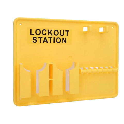 Lockout Tagout Station For Industrial Safety Deformation Proof Fifteen Point Two By Eleven Point Four Inches Tough As Nails PC Build Bright Safety Yellow Visibility Rugged Wall Mount Organizer For OSHA Compliance, yellow wall-mounted organizer
