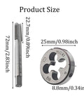Left Hand M10 X 1.0 Tap And Die Set High Speed Steel Threading Kit with size dimensions for reverse thread repair