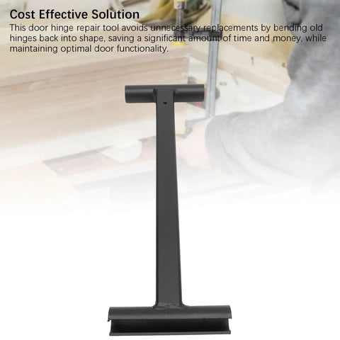 Door Hinge Tool 38CM Length Steel For Commercial Doors displayed vertically on a workbench, pro grade adjustable hinge wrench.