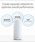 Orbi 770 Series Tri Band WiFi 7 Mesh Network System With Router And Two Satellite Extenders, shown with guest, home, IoT networks.