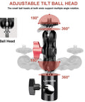 Lanxire 1/4" screw mount adapter (2-pack) with dual tilt ball heads on a black C-stand arm