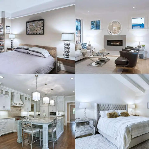 Modern living and bedroom interiors with stylish lighting highlighting GU24 LED Light Bulb 5000K Daylight White 1300 Lumens