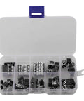 Plastic storage box open with 85 Piece DIP IC Starter Kit For DIY Electronics With NE555 Timers LM324 Op Amp LM393 UA741 ULN2803