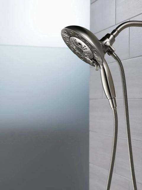 2-In-1 Dual Shower Head With Handheld Spray And Magnetic Docking, H2Okinetic PowerDrench Delivers 3X Coverage, Black Stainless Finish
