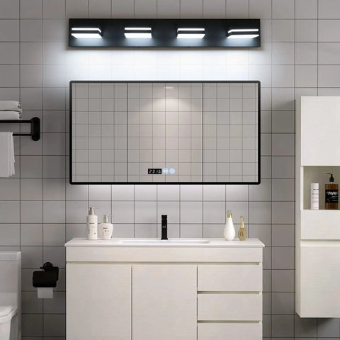 4-Light Matte Black LED Vanity Light Fixtures for Bathroom, 30 Inch Wall Mount Over Mirror, Acrylic Frosted Shade