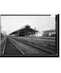 Three Heritage Union Station Train Shed Wall Art Prints Set For Office Decor, classic black frame, vintage train shed photo.