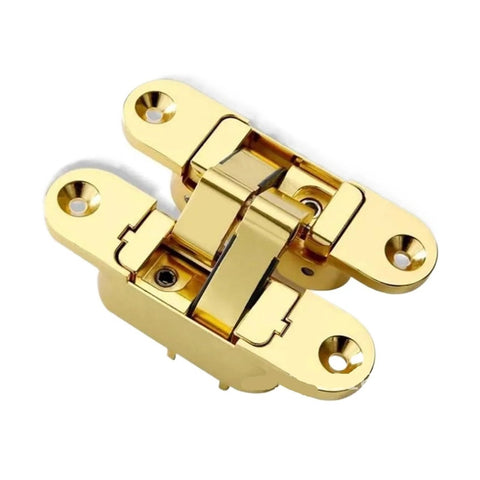 Invisible Three-Dimensional Door Hinge For Wooden Folding Blind Doors, Hidden Concealed Hinge With Cross Shape, 180-Degree Opening, Gold Finish