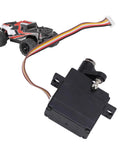 Premium Five Wire RC Servo Motor Serving Up Smooth Operator Handling And Straight Talk Precision For 1/18 Scale Rigs with wires and car.
