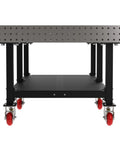 Heavy Duty Welding Fixture Table 96X48X36 Steel Workhorse With Built In Shelf Precision Laser Grid rolling shop bench on casters.