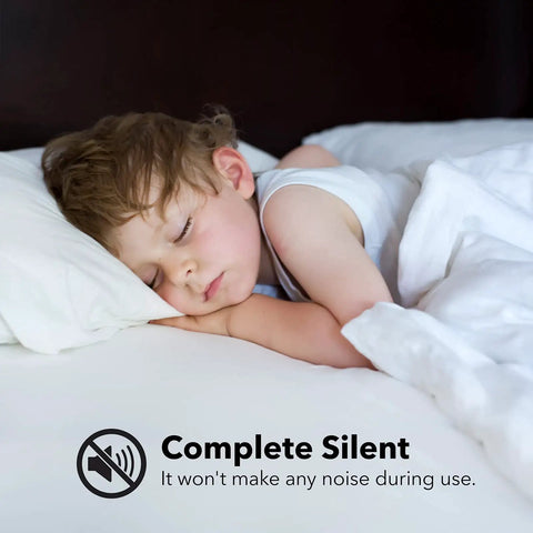 Sleeping child on a bed, showcasing the complete silent feature of the Badass Heavy Duty Programmable Digital Timer Outlet.