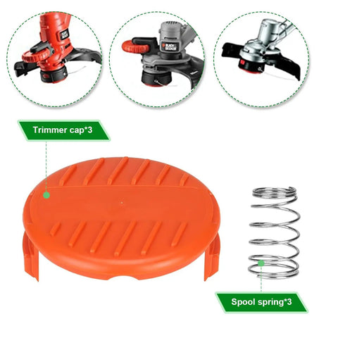 Replacement Spool Cover Cap Set For Trimmer Models GH600 GH610 GH900 And Similar Fits Includes 3 Caps And 3 Springs Red
