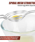 Egg Separator Spiral Tool For Yolk And White Kitchen Hack Stainless Steel Dishwasher Safe Extra Long Handle Works With XL Jumbo Eggs