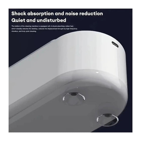 Portable Ultrasonic Cleaner With 360 Rotating Wash For Watches Jewelry And Dental Gear Compact Glovebox Friendly Build showing shock-absorbing feet.