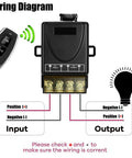 Wiring diagram for Long Range Wireless Remote Switch With 328 Ft Reach, 12V/24V/48V/72V 30A Relay, plug and play control