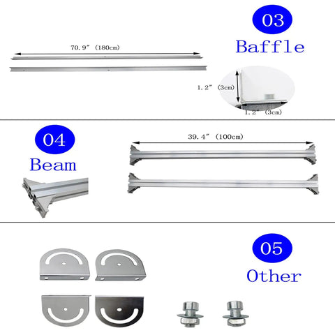 Industrial PVC Belt Conveyor With Double Baffle 110V 70.9 Inch Long 15.7 Inch Wide On Wheels, baffle and beam parts detail