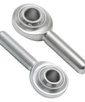Two Pack Rod End Bearings With Three Eighths Inch Bore And Right Hand Thread, Jam Nuts Included, Rugged, Rock Solid Support For Hydraulic Cylinders And Machinery, Smooth Articulation, Reliable Performance In Tough Conditions. Two silver rod end bearings with 3/8-24 RH threads and jam nuts