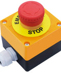 Emergency Stop Push Button Switch 2 NC Contacts Latching Type 600V 10A Industrial Control Button with yellow base