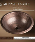 16 Inch Rotunda Copper Vanity Sink Hand Hammered Dual Mount Undermount Or Drop In For Bathroom Countertop