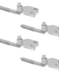 Four side-view galvanized steel heavy-duty farm gate hinges with 5/8 in pins for wood or metal gates