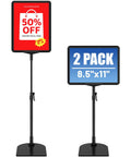 Adjustable Poster Sign Stand 8.5 By 11 Inches For Table Top And Floor Use Height Adjustable Sign Holder Two Pack shown