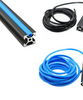 4 Pack 300mm V Slot Aluminum Extrusions 11.81 Inch Black Aluminum Profile European Standard Anodized Linear Rail For DIY 3D Printers And CNC Machines For Makers with blue and black wiring.