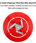 Hella Sturdy Adjustable Wire Spool Dispenser With Heavy Duty Cable Caddy Rack For Pros And Multi Tool Electrical Manager Built From Solid Metal Frame That Slaps In Every Shop showing smooth rotation mechanism.