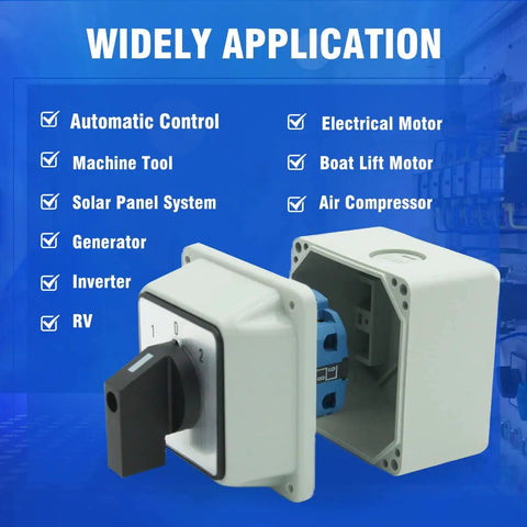 20A Rotary Changeover Switch With Exterior Box On Off On 660V Latching Universal Selector IP65 3 Positions 2 Poles