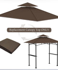 5 By 8 Outdoor BBQ Gazebo Replacement Top Canopy, Double Layer Brown 100% Polyester Weatherproof Cover That Blocks Rain And UV Rays For Model L-GG001PST-F