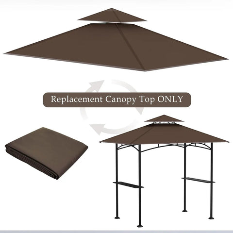 5 By 8 Outdoor BBQ Gazebo Replacement Top Canopy, Double Layer Brown 100% Polyester Weatherproof Cover That Blocks Rain And UV Rays For Model L-GG001PST-F