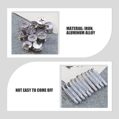 24 Sets Furniture Fastener Kit With Cam Locks Nuts Dowels And Bolt Connectors For Cabinet And Furniture Assembly, iron alloy