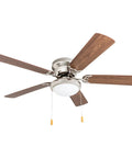 Low Ceiling Friendly Hugger 52 Inch White Ceiling Fan With Bowl Light Kit, Frosted Light, visible dual finish blades