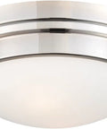 Round Glass Chrome Flush Mount Ceiling Light, 2 Light Fixture, 120W Max, E26 Base, Dimmable With Dimmer, Modern 13 Inch Wide