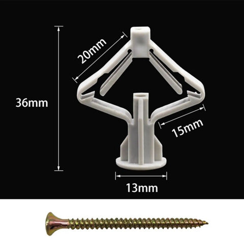 Heavy Duty Drywall Anchor Kit Two Pack With Anti Turn Ribbed Expansion Design For Secure Shelf Mounts In Soft Or Hard Drywall Rust Resistant Self Fasteners For Sturdy Wall Hangs, 36mm anchor and screw