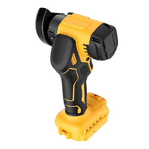 Heavy Duty Cordless Mini Circular Saw With Brushless Motor And Angle Grinder Hybrid Three Speed Settings Pulling 12000 RPM handle and battery view