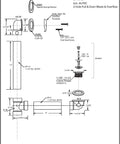 Technical diagram of 1-1/2 Inch Bath Waste And Overflow Kit With Pull Drain Stopper, Two-Hole Faceplate Top Elbow, Schedule 40 PVC, Satin Nickel Finish, No-Nonsense Plumber-Grade Bath Drain Assembly, 4-Pack showing measurements and components