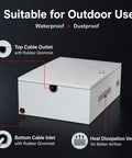 Tough As Nails Outdoor EV Charger Enclosure With Hella Secure Locking Steel Cabinet for Wall Mount storage, features top and bottom cable inlets.