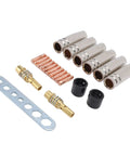 Fafeicy 21 Piece Welding Accessory Kit With Brass Gas Nozzles And 0.8mm Contact Tips For Mig Welding Torch components including nozzles and tips.