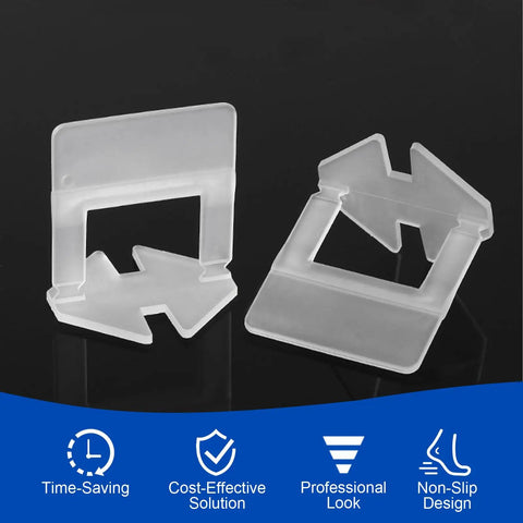 Transparent clips from 500 Piece Tile Leveling Clips Kit For One Eighth To One Half Inch Tile Thickness Pro Grade Spacers