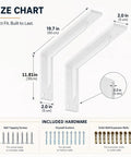 Size chart for 20 Inch Shelf Brackets Heavy Duty L Brackets With 880 Lbs Max Load 90 Degree Steel Bracket Set For Floating Shelves