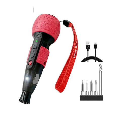 Tecjhjz Mini Electric Screwdriver Digital Torque Control With Led Light Rechargeable Lithium Battery For Home Repair auto moto maintenance, compact design with USB cable and bits.